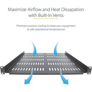StarTech.com 1U Vented Server Rack Cabinet Shelf - Fixed 20" Deep Cantilever Rackmount Tray for 19" Data/AV/Network Enclos