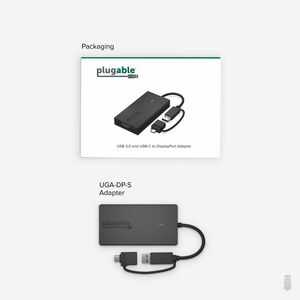 Plugable DisplayPort/USB-C/USB Audio/Video Adapter - 1 x USB 3.0 Type A - Male, 1 x USB 3.0 Type C - Male - 1 x DisplayPor