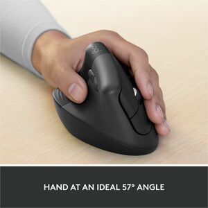 Logitech Lift for Business Left, Vertical Ergonomic Mouse - Left-handed, Wireless, Bluetooth or Secured Logi Bolt USB, Qui