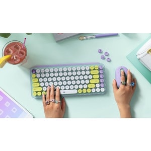 Logitech POP Keys Keyboard - Wireless Connectivity - Bluetooth - 5.1 - 32.81 ft - 4 Hot Key(s) - Emoji Hot Key(s) - Chrome