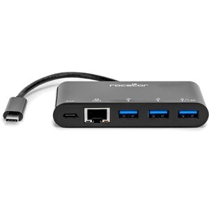 Rocstor USB-C to 3-Port USB-A, USB-C & RJ45 Multiport Adapter - USB 3.0 Hub - for Desktop PC, Notebook - 60 W - USB Type C