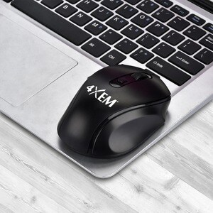4XEM 20FT Range Wireless Mouse - Optical - Wireless - Radio Frequency - 2.40 GHz - Black - 1 Pack - USB 2.0 Type A - Scrol