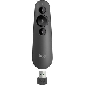 Logitech R500s Laser Presentation Remote - Laser - Wireless - Bluetooth/Radio Frequency - 2.40 GHz - Graphite - USB - 3 Bu