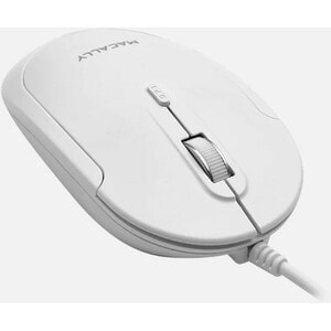 Macally USB-C Optical Quiet Click Mouse for Mac/PC White (UCDYNAMOUSEW) - Optical - Cable - White, Silver - USB Type C - 2