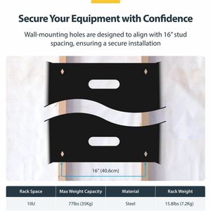 StarTech.com 10U Wall Mount Rack, 14in Deep, 19 inch Wall Mount Network Rack, Wall Mounting Patch Panel Bracket for Switch