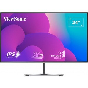 ViewSonic VX2476-SMH 24" Class Full HD LCD Monitor - 16:9 - Black, Silver - 60.5 cm (23.8") Viewable - SuperClear IPS - WL