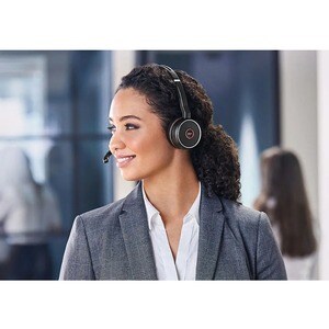 Jabra Evolve 75 Wireless On-ear Stereo Headset - Black - Binaural - Ear-cup - 3000 cm - Bluetooth - 150 Hz to 6.80 kHz - N