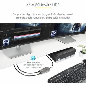 StarTech.com Signal Splitter - Plastic - 3840 × 2160 - DisplayPort - 2 x HDMI Out - USB