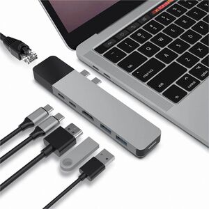 HyperDrive NET GN28N-GRAY 6 Port(s) Dual USB Type C Docking Station for MacBook - Space Gray - 4K @30Hz - 3840 x 2160 - 4 