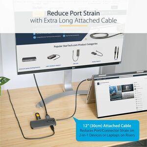 StarTech.com USB C Multiport Adapter, 4K 60Hz HDMI HDR10 Video, 3 Port 5Gbps USB 3.2 Hub, 100W PD PassThrough, GbE, Mini T