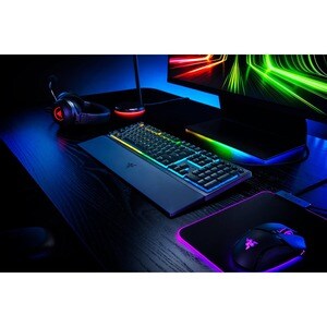 Razer Ornata V3 - US Low-profile Mecha-membrane RGB Keyboard - Cable Connectivity - RGB LED - Volume Down, Play/Pause, Bri