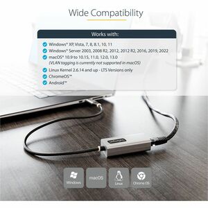 StarTech.com USB-C to Ethernet Adapter, 10/100/1000 Mbps, Gigabit Network Adapter, ASIX AX88179A, 1ft/30cm Cable, Windows/