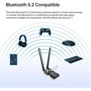 TP-Link Archer TX55E Dualband Wi-Fi/Bluetooth-Kombi-Adapter für Desktop-Computer/Gaming Controller/Kopfhörer/Tastatur/Rout