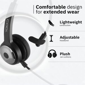 CODi Wireless Headset - Mono - Wireless - Bluetooth - 32.8 ft (10 m) - Over-the-head - Monaural - Noise Canceling - Black