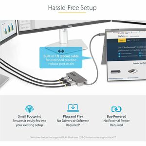 StarTech.com USB-C auf 3x HDMI MST Hub, Multi-Monitor Adapter/Splitter, 3x 4K 60Hz, HDR, nur Windows, kompatibel mit Thund