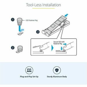 StarTech.com USB-C 10Gbps to M.2 NVMe or M.2 SATA SSD Enclosure, Tool-free M.2 PCIe/SATA SSD Aluminum Enclosure, USB-C & U