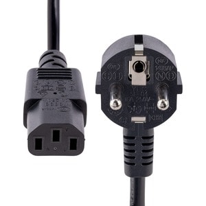 StarTech.com 1m (3ft) Computer Power Cord, 18AWG, EU Schuko to C13 Power Cord, 10A 250V, Black Replacement AC Cord, TV/Mon