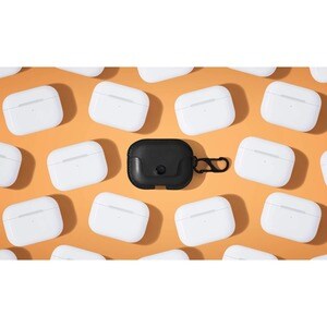 Twelve South AirSnap Carrying Case Apple AirPods (Gen 3) - Black - Top Grain Leather, Nylon, Metal Body - Wrist Strap, Cli