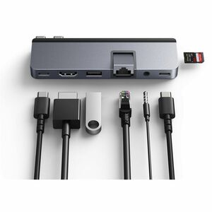 Hyper HyperDrive DUO PRO HD575-GRAY USB Type C Docking Station for Tablet PC, Desktop PC, Notebook - Memory Card Reader - 