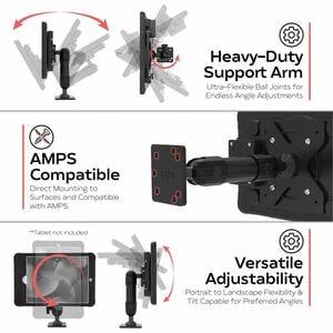 CTA Digital Vehicle Dash Mount Kit with Wireless Inductive Charging Case - 75 x 75, 100 x 100 - VESA Mount Compatible - Ru