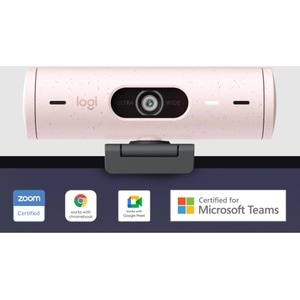 Logitech Brio 500 Full HD webcam, auto framing, noise-reducing mics, privacy shutter, streaming & video calling, Rose - 19