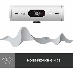 Logitech Brio 500 Full HD webcam, auto framing, noise-reducing mics, privacy shutter, streaming & video calling, Off-white