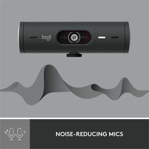 Logitech Brio 500 Full HD webcam, auto framing, noise-reducing mics, privacy shutter, streaming & video calling, Graphite 