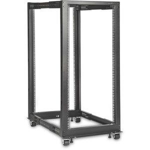 Rocstor SolidRack 25U Adjustable Depth Open Frame 4 Post Rack w/ Casters - Adjustable mounting depth of 23.5in-41in & 25.1