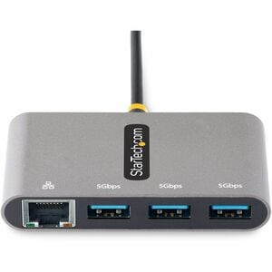 StarTech.com 3-Port USB-C Hub with Ethernet, 3x USB-A, Gigabit Ethernet, USB 3.0 5Gbps, Bus-Powered, Portable Laptop USB T