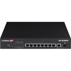 Switch Ethernet Edimax Web Smart GS-5210PLG 9 Porte Gestibile - Gigabit Ethernet - 10/100/1000Base-T, 1000Base-X - 3 Layer