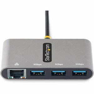 StarTech.com USB/Ethernet Combo Hub - USB 3.2 (Gen 1) Type C - Portable - 3 USB Port(s) - 1 Network (RJ-45) Port(s) - UASP