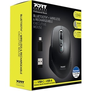 Port Connect Mouse - Bluetooth/Radio Frequency - USB - Optical - 5 Button(s) - 1 - Wireless - 2.40 GHz - 1600 dpi - Scroll