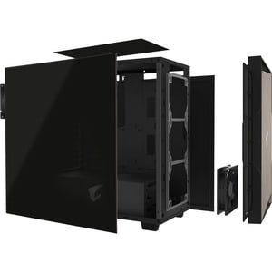 Aorus C300 GLASS Computer Case - Micro ATX, ATX Motherboard Supported - Mid-tower - Steel, Plastic, Tempered Glass - Black