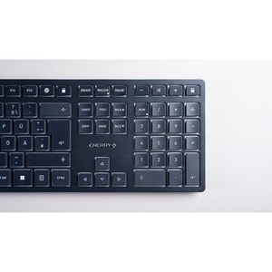 CHERRY KW 9100 SLIM Tastatur - Kabellos Konnektivität - Deutsch - Schwarz, Silber - Schere Keyswitch - Bluetooth/RF - 4 - 