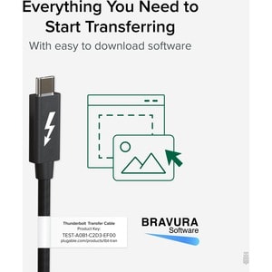 Plugable Thunderbolt 4 Data Transfer Cable - 6.56 ft Thunderbolt 4 Data Transfer Cable for PC, Computer, External Hard Dri