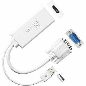 j5create JDA214 A/V Adapter - 1x 15pin HD-15 VGA - Male, 1x USB Type A - Male - 1x 19-pin HDMI Digital Audio/Video -Female