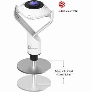 j5create JVCU360-N Webcam - 2 Megapixel - 30 fps - Black, White - USB Type A/USB Type C - 1 Pack(s) - Full HD - 1920 x 108