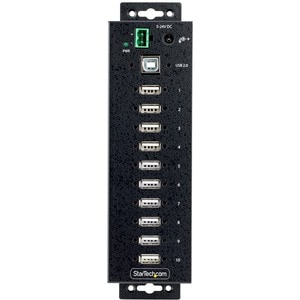 StarTech.com 10-Port Industrial USB 2.0 HUB, Rugged USB Hub w/ESD Level 4 Protection, DIN/Wall/Desk Mountable USB-A Hub, U