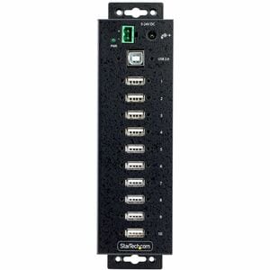StarTech.com Hub USB 2.0 a 10 porte bloccabili, Moltiplicatore di porte/sdoppiatore USB-A montabile su DIN/parete/scrivani