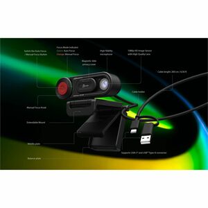 j5create JVU250 Webcam - 2 Megapixel - 30 fps - Black - USB 2.0 Type A - 1920 x 1080 Video - CMOS Sensor - Auto/Manual - 8
