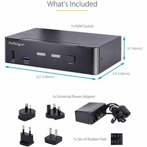 StarTech.com KVM Switchbox - TAA Compliant - 2 Computer(s) - 1 Local User(s) - 8 - 1 x DisplayPort - Desktop