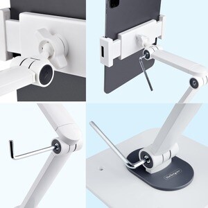 StarTech.com Adjustable Tablet Stand for Desk, Up to 1kg, Universal Tablet Stand Holder Desk/Wall, Ergonomic Articulating 