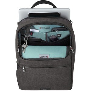 Wenger MX Reload Carrying Case (Backpack) for 10" to 16" Notebook, Tablet - Heather Gray - Water Resistant Zipper - Polyes