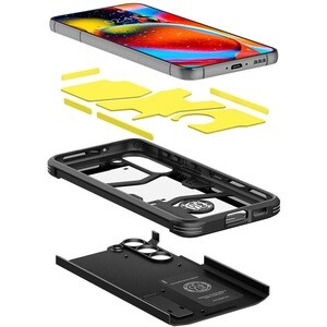 Spigen Tough Armor Case for Samsung Galaxy S23 Smartphone - Black - Drop Resistant - Thermoplastic Polyurethane (TPU), Pol