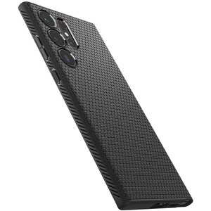Spigen Liquid Air Case for Samsung Galaxy S23 Ultra Smartphone - Geometric Design - Matte Black - Drop Resistant, Anti-sli