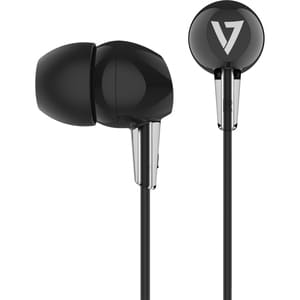 V7 HA200 Wired Earbud Binaural Stereo Earphone - Black - In-ear - 32 Ohm - 20 Hz to 20 kHz - Noise Canceling - Mini-phone 