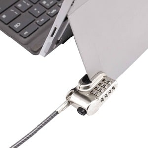 Dicota Cable Lock For Notebook, Tablet - 2 m Cable - 4-digit - Combination Lock - Silver - Zinc Alloy - For Notebook, Tablet