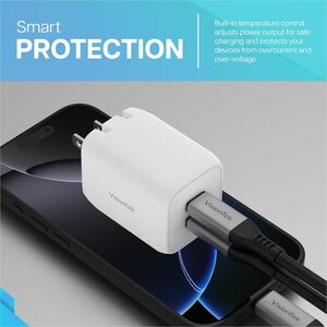 VisionTek 65W GaN II Power Adapter - 2 Port - 65 W - 120 V AC, 230 V AC Input - 5 V DC, 9 V DC, 12 V DC, 15 V DC, 20 V DC,