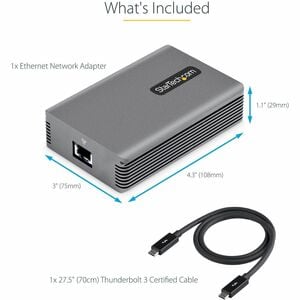 StarTech.com Thunderbolt 3 to Ethernet Adapter, 10GbE, Multi-Gigabit Thunderbolt 3 to RJ45 Network Adapter, TB3/TB4 10GbE 