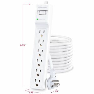 CyberPower B625 Essential 6 - Outlet Surge Protector with 1500 J Surge Suppression - Clamping Voltage 600V, 25 ft Cord, NE